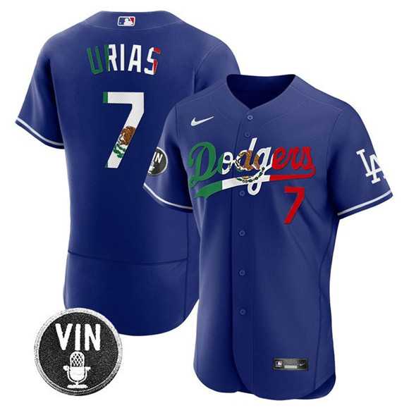 Men%27s Los Angeles Dodgers #7 Julio Urias Royal Mexico Special Vin Scully Patch Flex Base Stitched Jersey Dzhi->los angeles dodgers->MLB Jersey